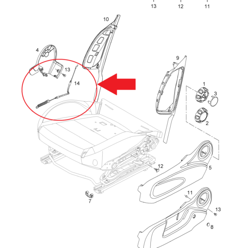 GM 13238151 Vauxhall Opel Corsa D 3 Door Front Seat Slide Adjuster Cable Drivers or Passengers 2006-20015