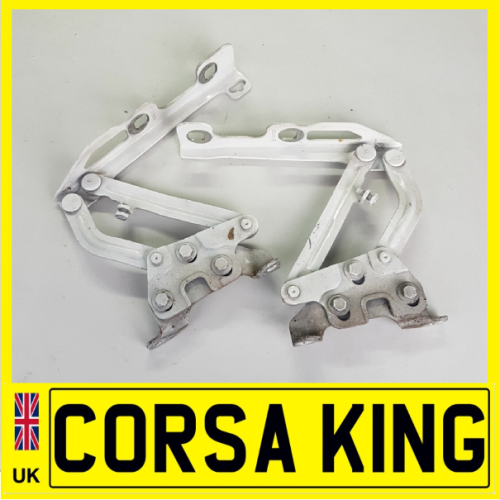 2007-2018 Vauxhall Corsa D & E Bonnet Hinges White (Pair)