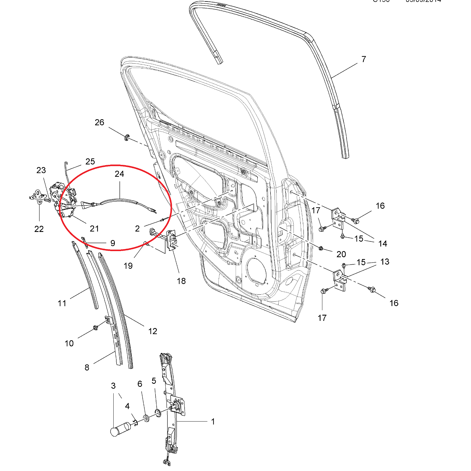 2014-19 VAUXHALL CORSA E 5 Door Passenger/Driver Rear Bowden Lock Cable ...